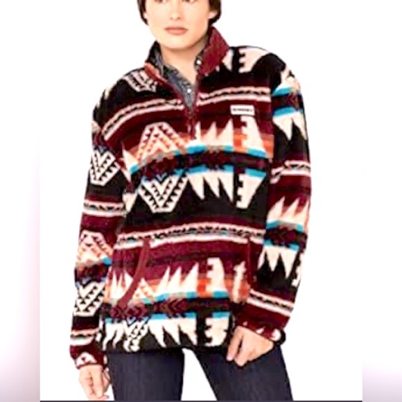 EUC Hooey Brand Aztec Patterned Fleece Pullover Top Sz L - Picture 14 of 16